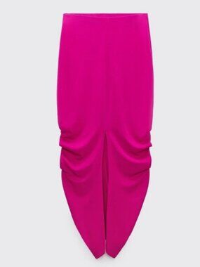 Zara Fuchsia Draped Slit Skirt Size Small